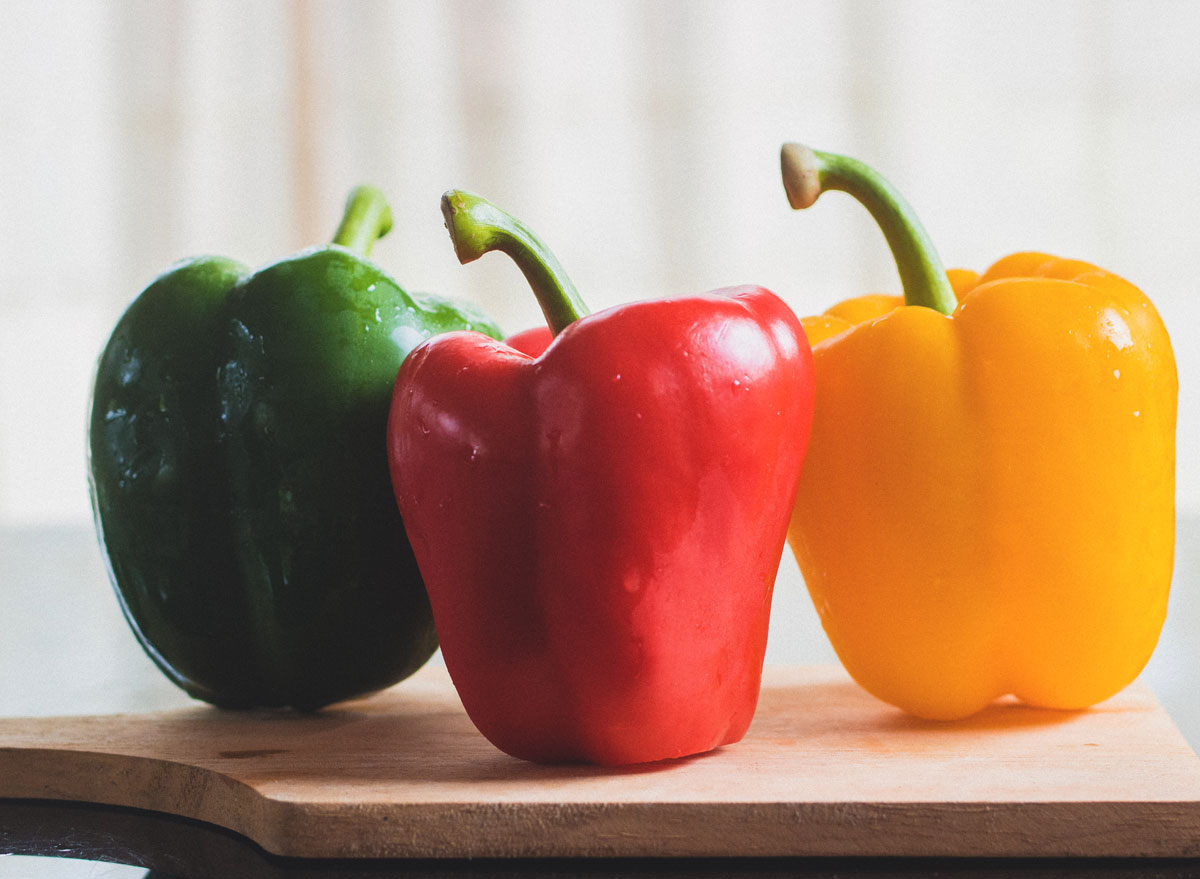 Red yellow green bell peppers